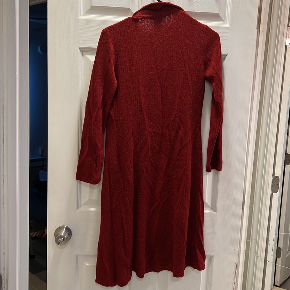 Long Dark Red Button Down Sweater - image 7